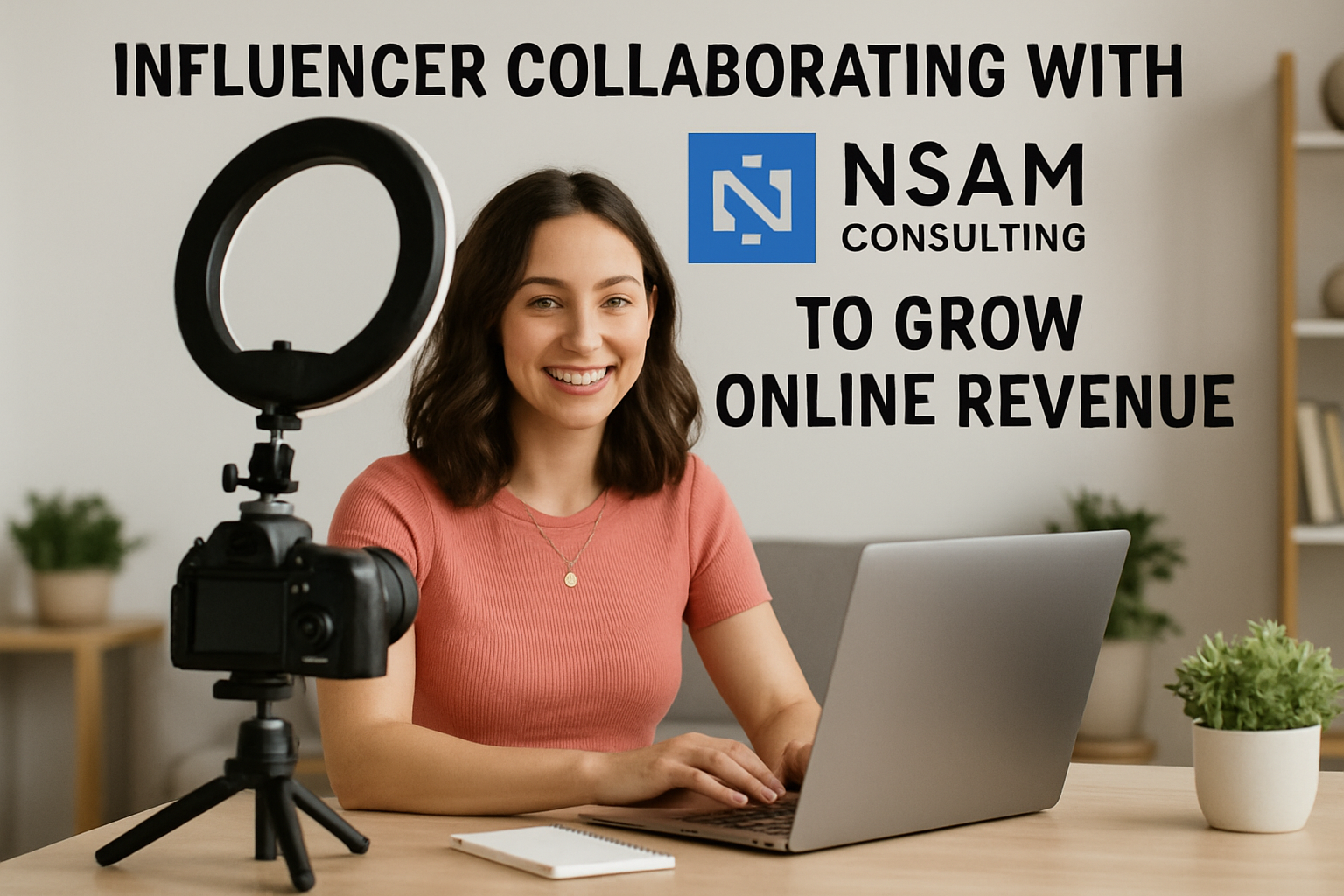 Influencer collaborating with NSAM Consulting to grow online revenue